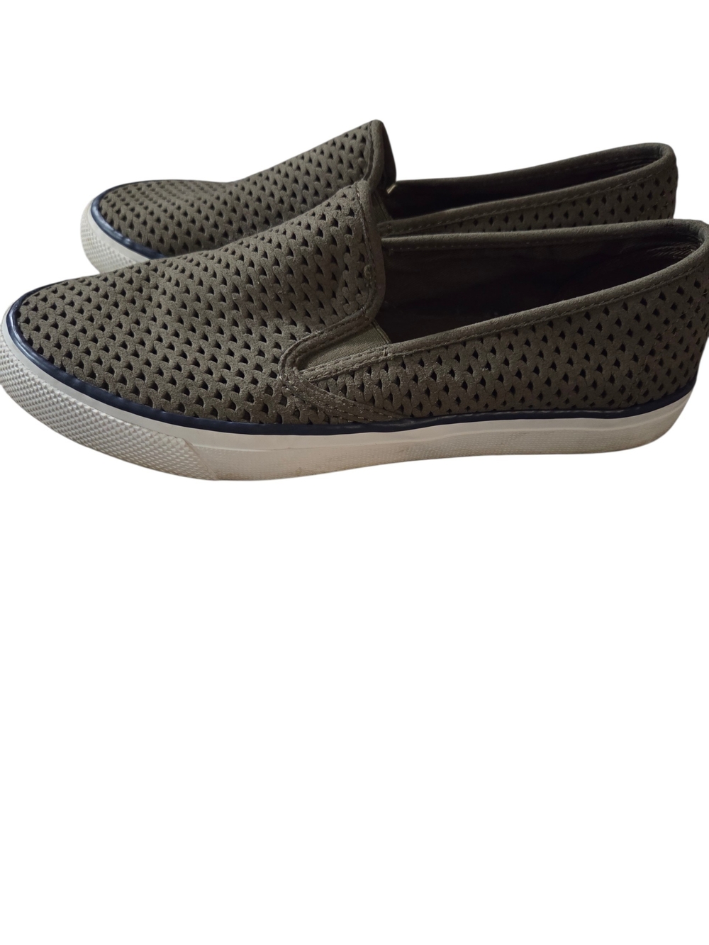 Sperry Seaside Perforated Leather Slip-On Sneakers- Women's Size 7M - Picture 3 of 7